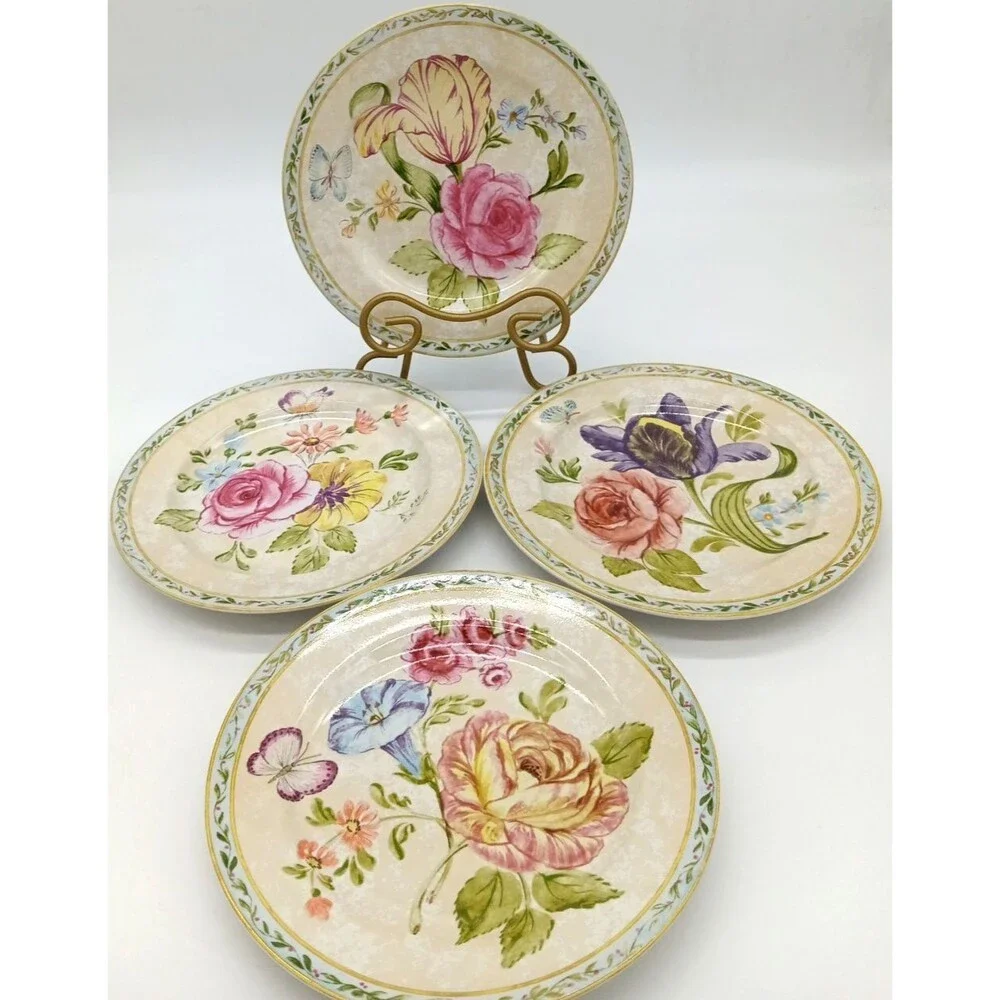 Vintage American Atelier Floral Daze 5024 Set of 4 Stoneware 8